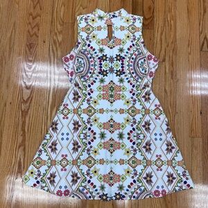 New York & Company Sleeveless Dress with Multicolor Geometric Design Y2K